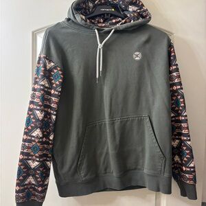 Men's Olive Hoodie with Geometric Sleeves